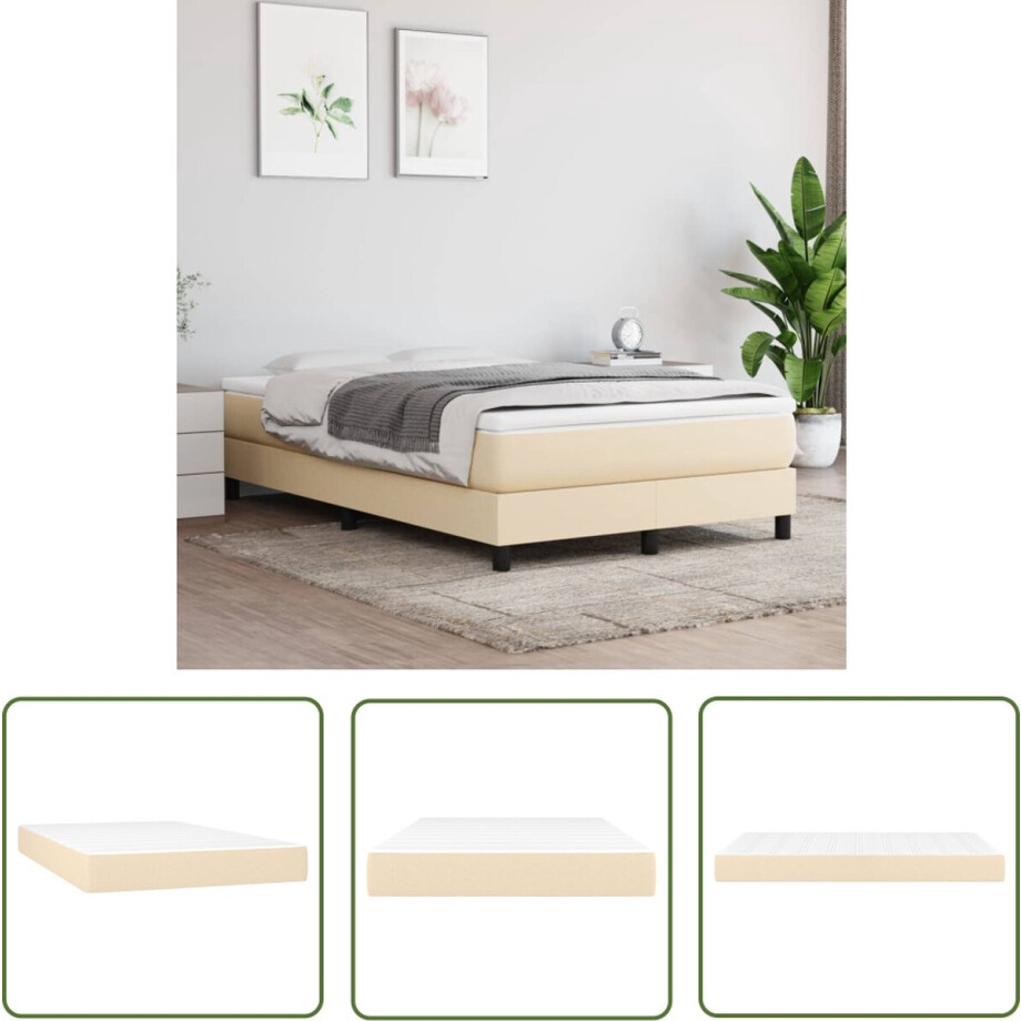 vidaXL Slaapcomfort - Pocketveringmatras - Pocketveringmatras 120x200x20 cm stof crèmekleurig - Matras - Tweepersoonsbed - Medium Hard afbeelding 1