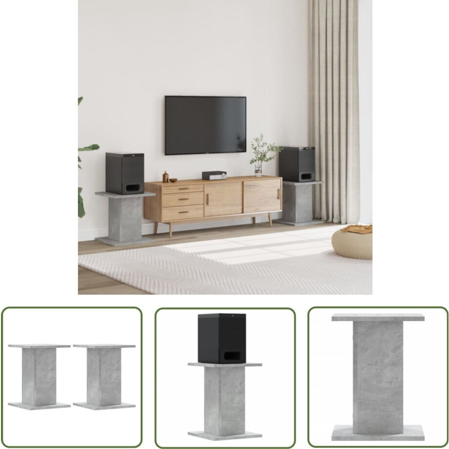 vidaXL Houten Speakerstands - Speakerstands - Speakerstandaards 2 st 30x30x40 cm bewerkt hout betongrijs - Betonnen Speakerstands - Luidspreker Standaards - Audio Accessories vidaXL Houten Speakerstands - Speakerstands - Speakerstandaards 2 st 30x30x40 cm bewerkt hout betongrijs - Betonnen Speakerstands - Luidspreker Standaards - Audio Accessories afbeelding 1