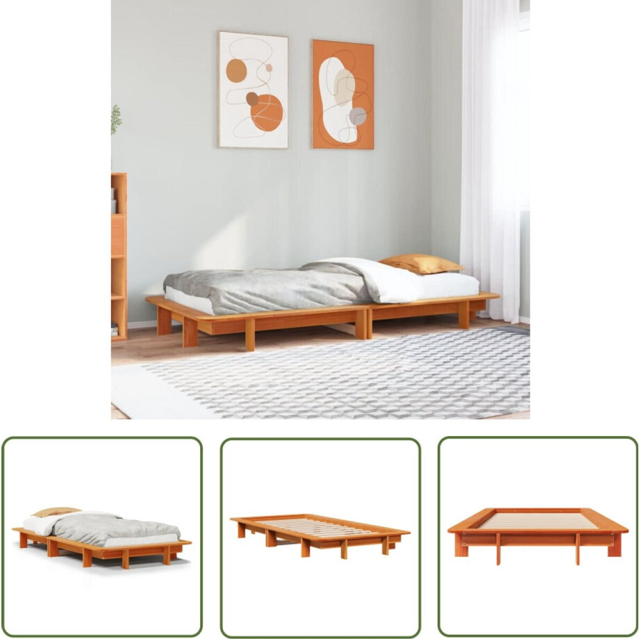 vidaXL Houten Bed - Bedframe - Bedframe zonder matras massief grenenhout wasbruin 75x190 cm - Grenenhouten Bed - Bed - Slaapkamervloerisolatie vidaXL Houten Bed - Bedframe - Bedframe zonder matras massief grenenhout wasbruin 75x190 cm - Grenenhouten Bed - Bed - Slaapkamervloerisolatie afbeelding 1