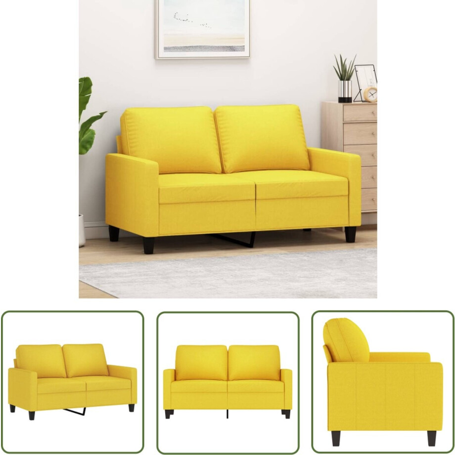 vidaXL Sofa - Tweezitsbank - Tweezitsbank 120 cm stof lichtgeel - Banks Kopen - Lounge Meubels - Geel Sofa vidaXL Sofa - Tweezitsbank - Tweezitsbank 120 cm stof lichtgeel - Banks Kopen - Lounge Meubels - Geel Sofa afbeelding 1