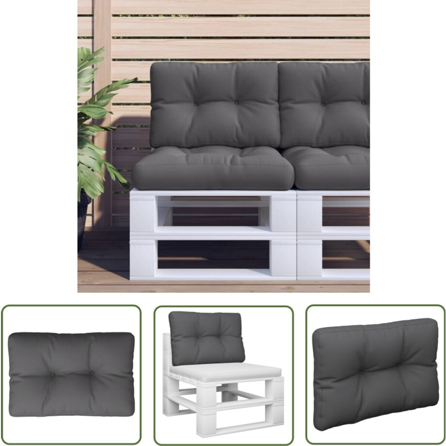 vidaXL Buitenkussen - Palletkussen - Palletkussen 60x40x12 cm stof antracietkleurig - Tuinkussen - Lounge Kussen - Teras Kussen afbeelding 1