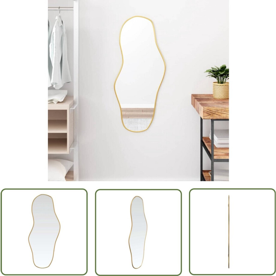vidaXL Spiegels - Wandspiegel - Wandspiegel 90x40 cm goudkleurig - Gouden Spiegel - Vintage Spiegel - Moderne Spiegel vidaXL Spiegels - Wandspiegel - Wandspiegel 90x40 cm goudkleurig - Gouden Spiegel - Vintage Spiegel - Moderne Spiegel afbeelding 1