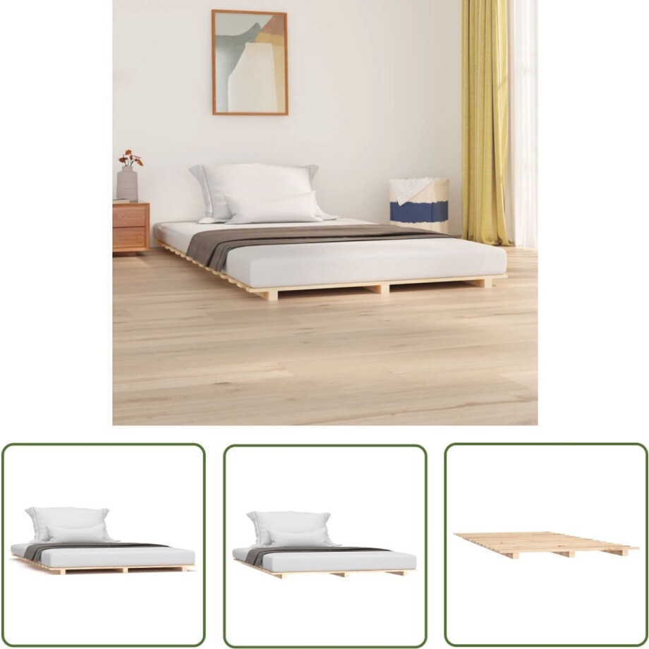 vidaXL Massief Grenenhout - Houten Bedframe - Bedframe massief grenenhout 120 x 190 cm - Bedframe 120x190 - Tweepersoons Bed - Stabiele Bedbodems vidaXL Massief Grenenhout - Houten Bedframe - Bedframe massief grenenhout 120 x 190 cm - Bedframe 120x190 - Tweepersoons Bed - Stabiele Bedbodems afbeelding 1
