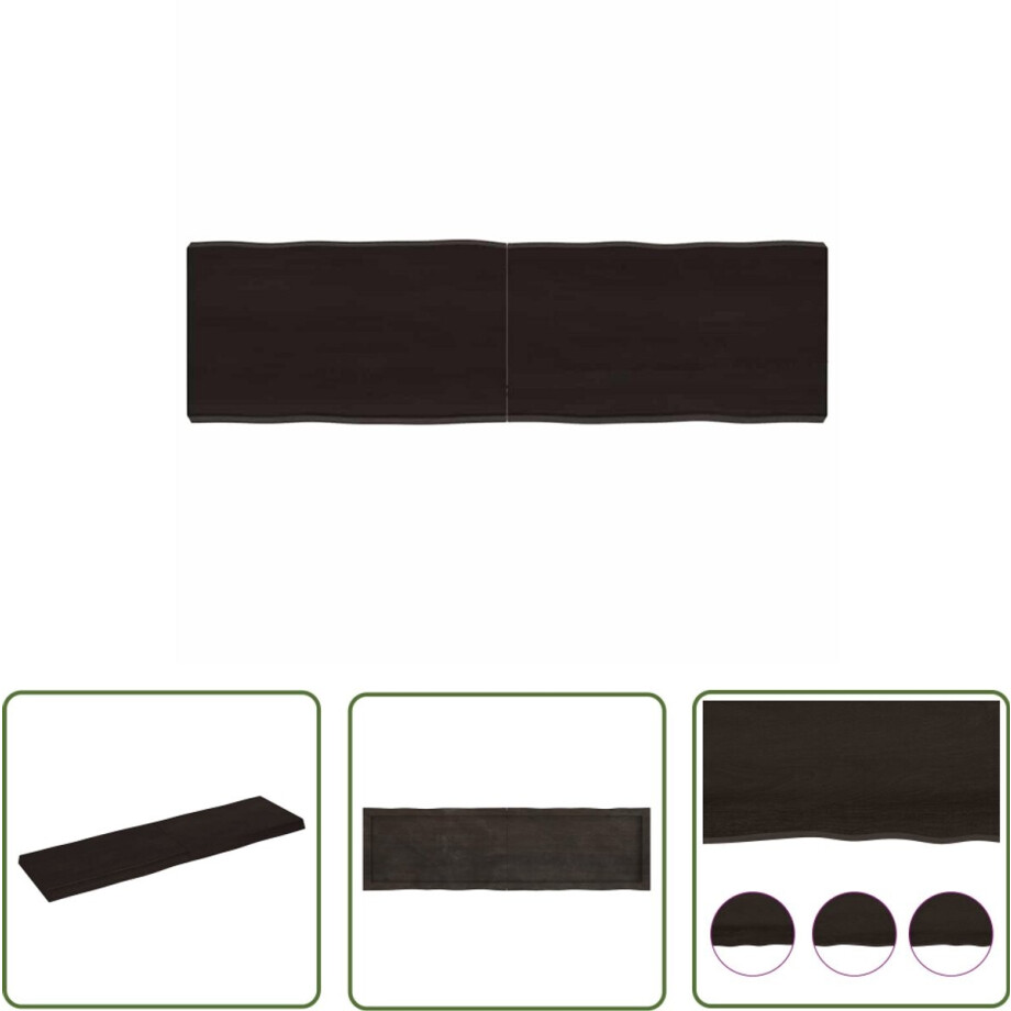 vidaXL Tafelblad Vervangen - Eikenhouten Tafelblad - Tafelblad natuurlijke rand 140x40x(2-6)cm eikenhout donkerbruin - Salontafel - Eettafel - Bureau vidaXL Tafelblad Vervangen - Eikenhouten Tafelblad - Tafelblad natuurlijke rand 140x40x(2-6)cm eikenhout donkerbruin - Salontafel - Eettafel - Bureau afbeelding 1