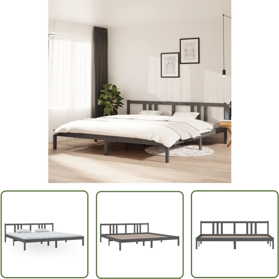 vidaXL Massief Grenenhout - Houten Bedframe - Bedframe massief hout grijs 200x200 cm - Bedframe 200x200 - Modern Bedframe - Design Bedframe vidaXL Massief Grenenhout - Houten Bedframe - Bedframe massief hout grijs 200x200 cm - Bedframe 200x200 - Modern Bedframe - Design Bedframe afbeelding 1