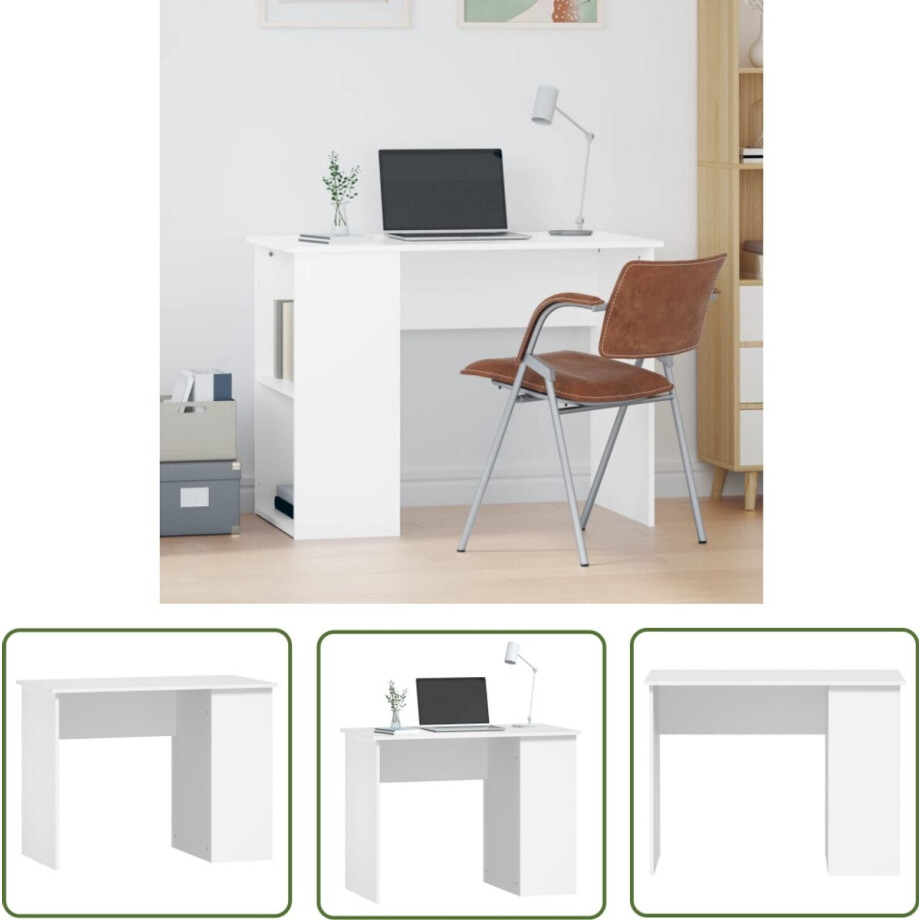 Stijlvol Wit Bureau - 100x55x75 cm Kantoormeubilair - Bureau - Houten Bureau - Wit Bureau - Compact Bureau afbeelding 1