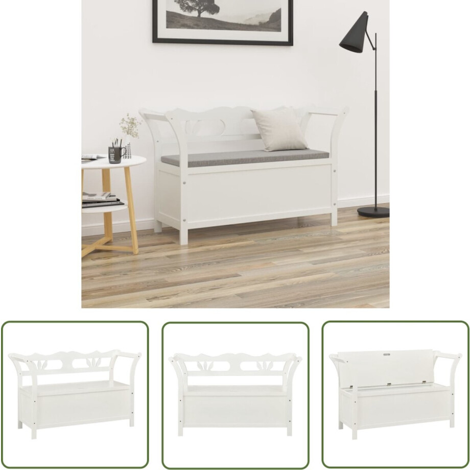 vidaXL Houten Bank - Banken - Bankje 107x45x75,5 cm massief vurenhout wit - Bankschroef - Salonbank - Entreebank vidaXL Houten Bank - Banken - Bankje 107x45x75,5 cm massief vurenhout wit - Bankschroef - Salonbank - Entreebank afbeelding 1