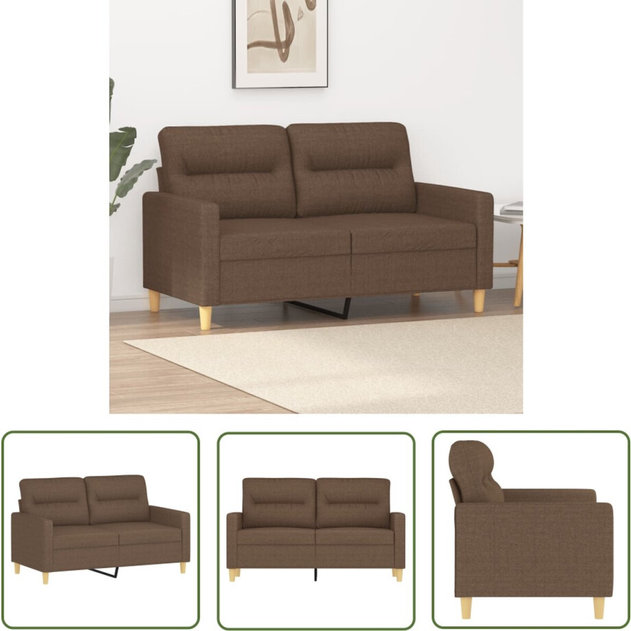 vidaXL Banks Kopen - Tweezitsbank - Tweezitsbank 120 cm stof bruin - Salon Meubels - Bruine Bank - Lederlook Bank afbeelding 1