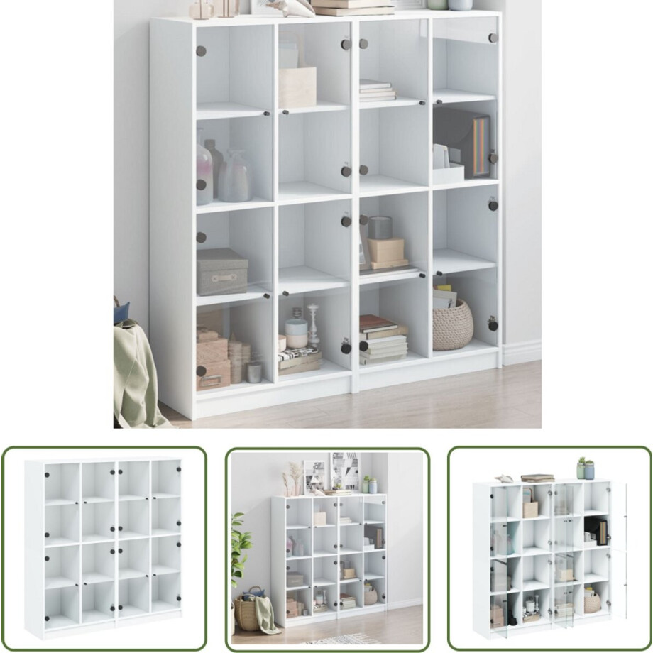 vidaXL Houten Boekenkast - Boekenkast - Boekenkast met deuren 136x37x142 cm bewerkt hout wit - Bibliotheekkast - Opslagoplossing - Witte Boekenkast vidaXL Houten Boekenkast - Boekenkast - Boekenkast met deuren 136x37x142 cm bewerkt hout wit - Bibliotheekkast - Opslagoplossing - Witte Boekenkast afbeelding 1