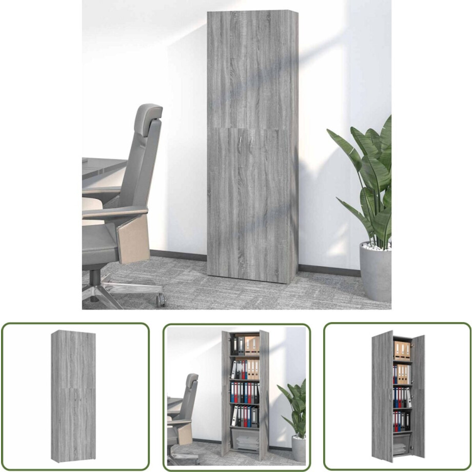 vidaXL Archivak - Kantoor Kast - Kantoorkast 60x32x190 cm bewerkt hout grijs sonoma eikenkleurig - Houten Kast - Grijze Kast - Opslagoplossing afbeelding 1