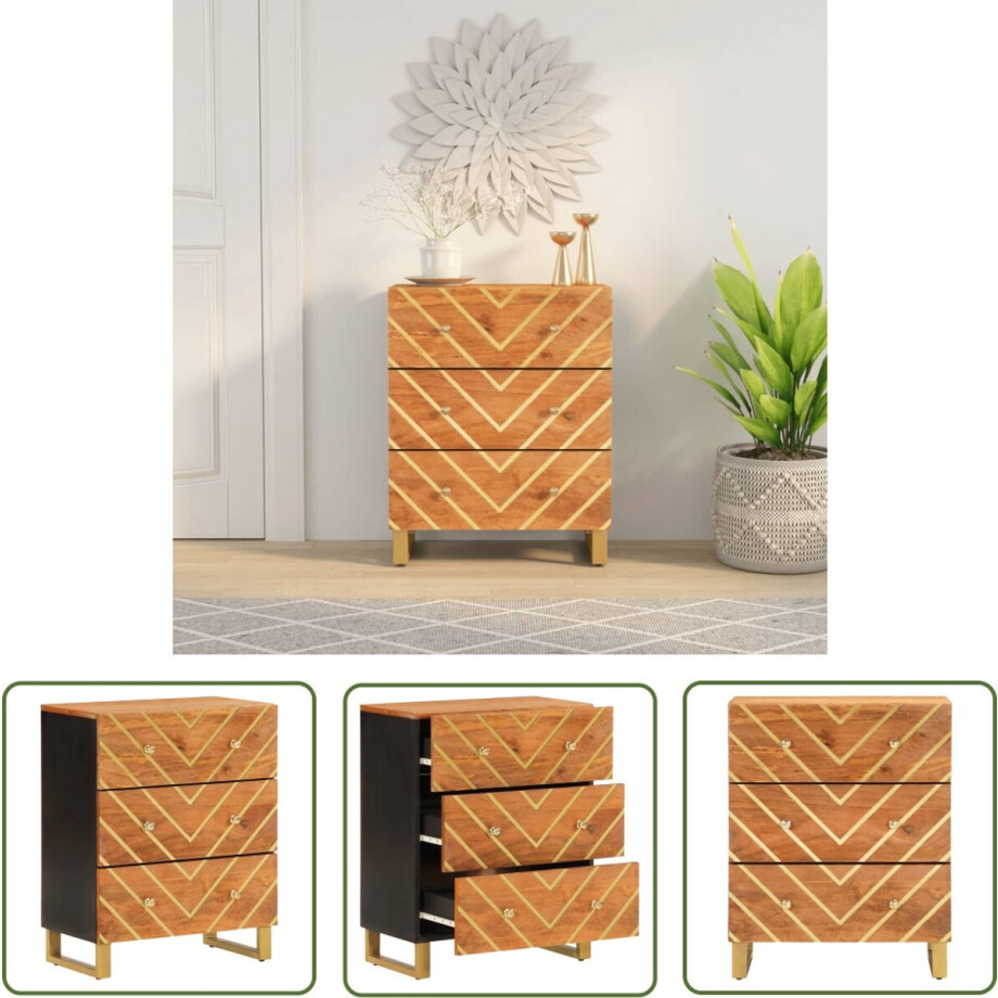 vidaXL Houten Dressoir - Dressoir - Dressoir 60x33,5x75 cm massief mangohout bruin en zwart - Mangohouten Dressoir - Vintage Dressoir - Industrieel Dressoir vidaXL Houten Dressoir - Dressoir - Dressoir 60x33,5x75 cm massief mangohout bruin en zwart - Mangohouten Dressoir - Vintage Dressoir - Industrieel Dressoir afbeelding 1