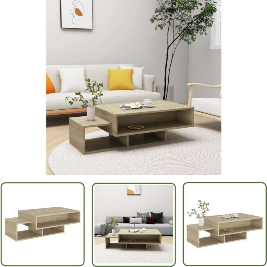 vidaXL Houten Salontafel - Salontafel - Salontafel 105x55x32 cm bewerkt hout sonoma eikenkleurig - Salontafeltje - Tv Tafeltje - Coffeetable afbeelding 1