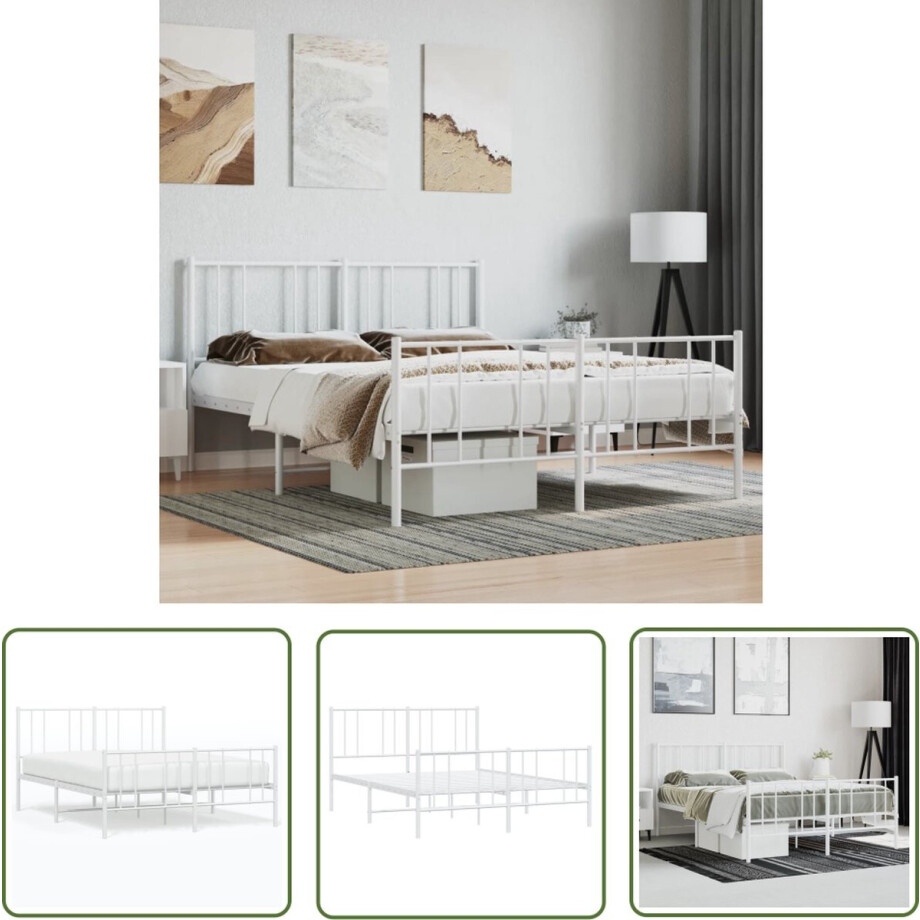 vidaXL Robuust Bed - Metalen Bedframe - Bedframe met hoofd- en voeteneinde metaal wit 140x200 cm - Klassiek Bed - Modern Bed - Wit Bed vidaXL Robuust Bed - Metalen Bedframe - Bedframe met hoofd- en voeteneinde metaal wit 140x200 cm - Klassiek Bed - Modern Bed - Wit Bed afbeelding 1