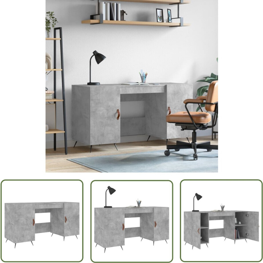 vidaXL Bureau Beton Grijs - Industriele Bureau - Bureau 140x50x75 cm bewerkt hout betongrijs - Compact Bureau - Studentenkamer Bureau - Kantoor Bureau vidaXL Bureau Beton Grijs - Industriele Bureau - Bureau 140x50x75 cm bewerkt hout betongrijs - Compact Bureau - Studentenkamer Bureau - Kantoor Bureau afbeelding 1