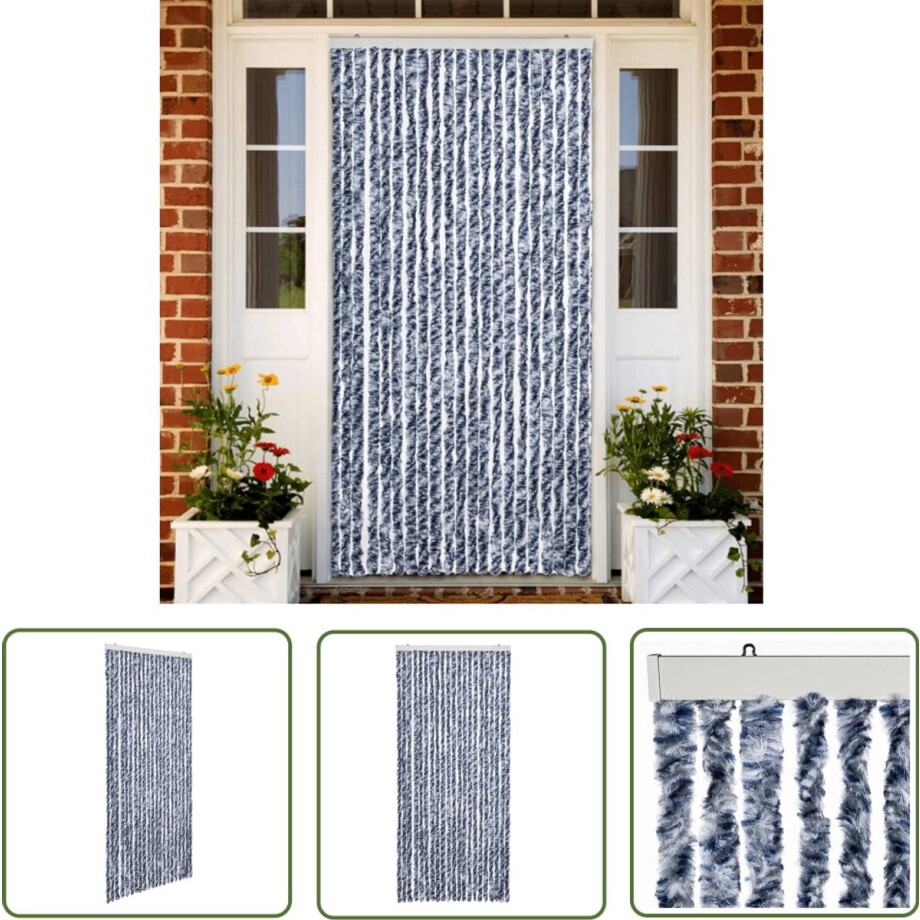 vidaXL Vliegengordijn 90x220 cm - Blauw/Wit/Zilver Vliegengordijn - Insectengordijn - Raamdecoratie - Chenillegordijntjes - Antiinsecten Scherm vidaXL Vliegengordijn 90x220 cm - Blauw/Wit/Zilver Vliegengordijn - Insectengordijn - Raamdecoratie - Chenillegordijntjes - Antiinsecten Scherm afbeelding 1