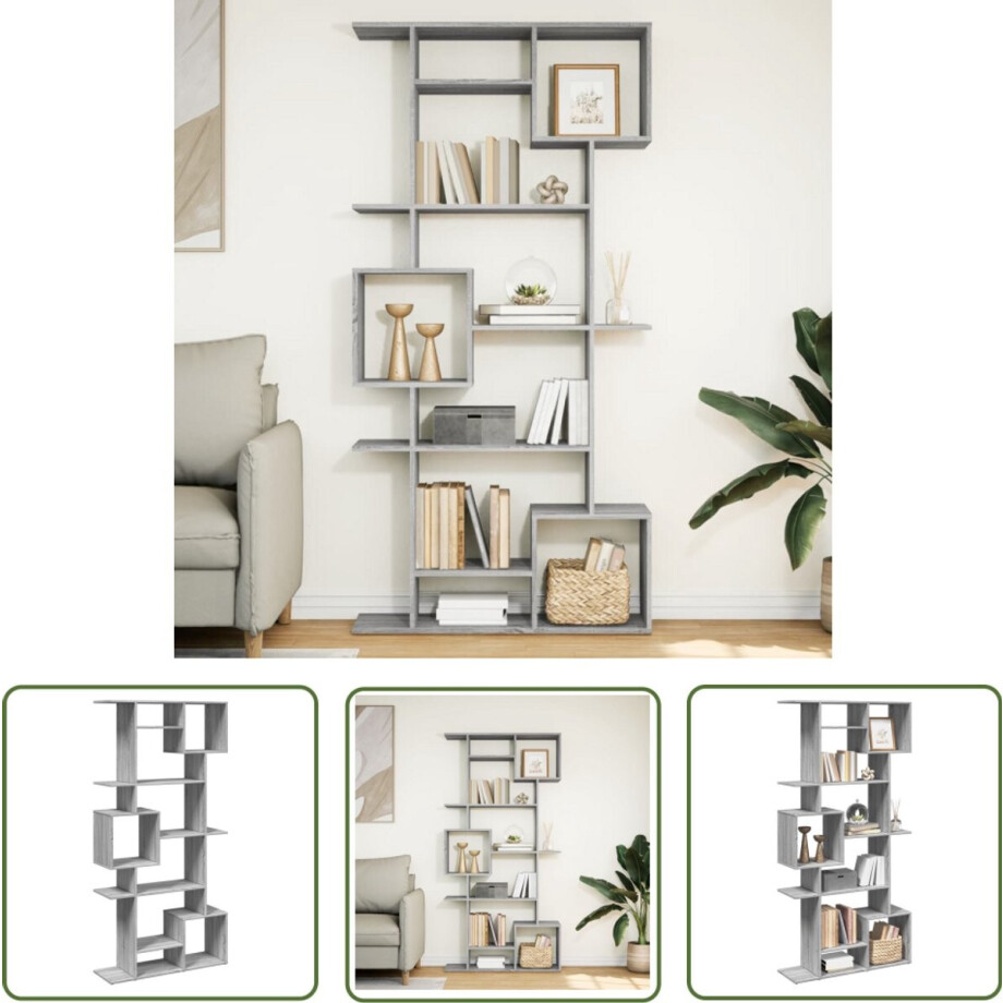 vidaXL Houten Boekenkasten - Boekenkasten - Boekenkast 92x29x188 cm bewerkt hout grijs sonoma eikenkleurig - Grijze Boekenkast - Boekenplank - Opslagoplossing vidaXL Houten Boekenkasten - Boekenkasten - Boekenkast 92x29x188 cm bewerkt hout grijs sonoma eikenkleurig - Grijze Boekenkast - Boekenplank - Opslagoplossing afbeelding 1