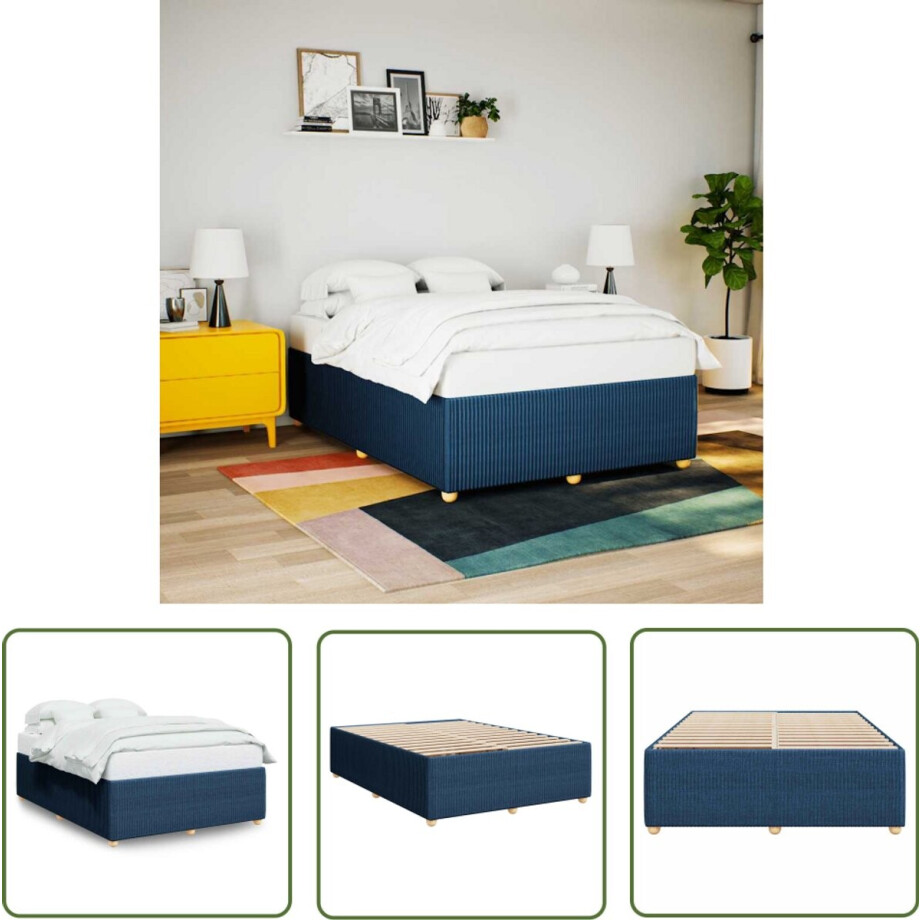 vidaXL Boxspring - Bed Frame - Bedframe zonder matras stof blauw 160x200 cm - Tweepersoonsbed - Slaapcomfort - Houten Bed vidaXL Boxspring - Bed Frame - Bedframe zonder matras stof blauw 160x200 cm - Tweepersoonsbed - Slaapcomfort - Houten Bed afbeelding 1