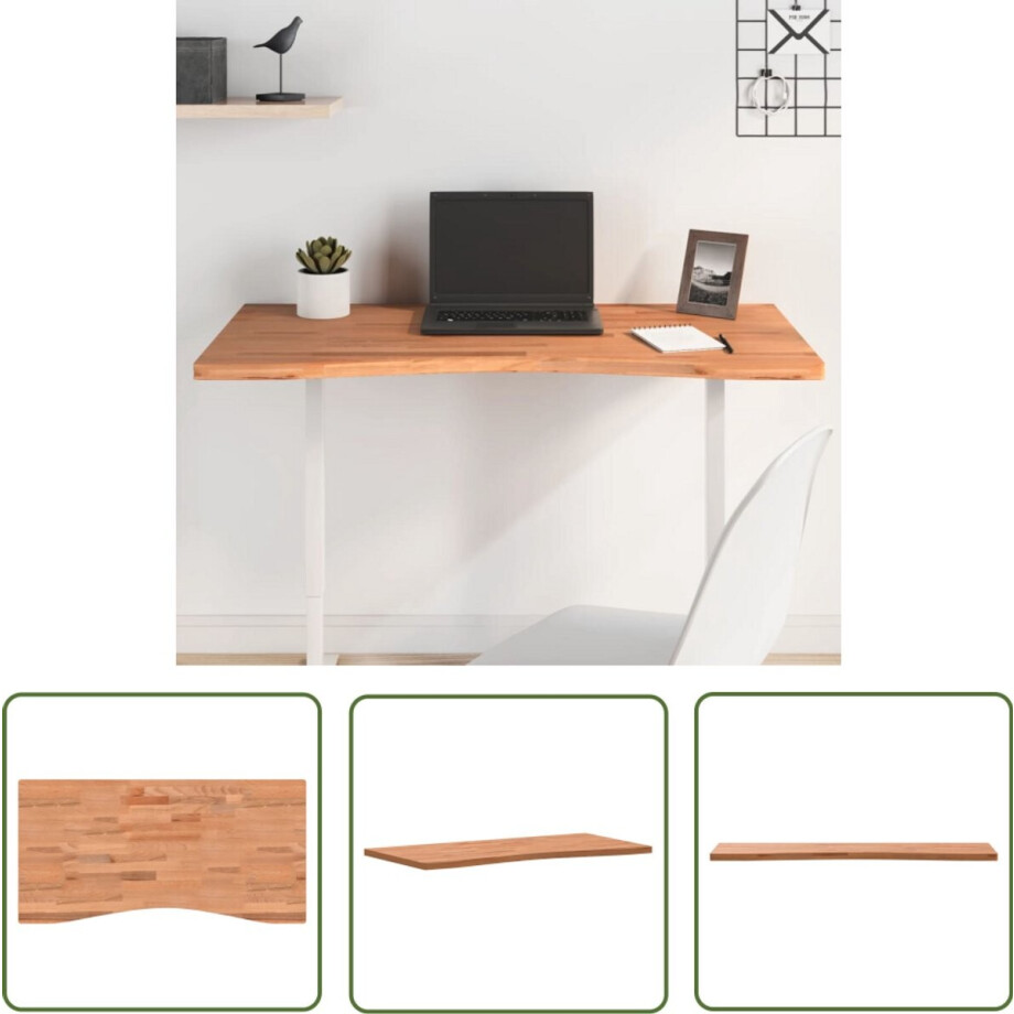 vidaXL Beuken Hout - Bureau Blad - Bureaublad 100x(45-50)x2,5 cm massief beukenhout - Kantoormeubilair - Home Office - Schrijfblad vidaXL Beuken Hout - Bureau Blad - Bureaublad 100x(45-50)x2,5 cm massief beukenhout - Kantoormeubilair - Home Office - Schrijfblad afbeelding 1