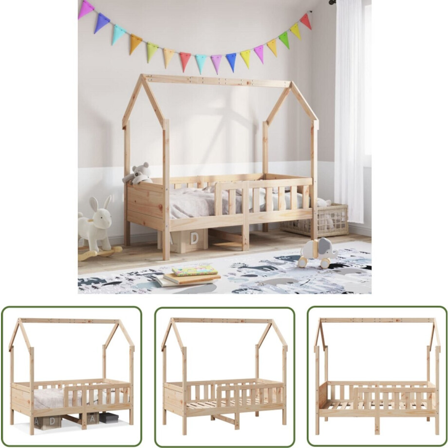 vidaXL Kidsbed - Kinderbed - Bedhuis massief grenenhout 70x140 cm - Houten Bed - Grenenhouten Bed - Speelbed vidaXL Kidsbed - Kinderbed - Bedhuis massief grenenhout 70x140 cm - Houten Bed - Grenenhouten Bed - Speelbed afbeelding 1