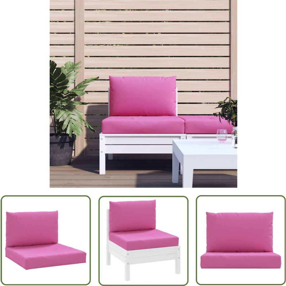vidaXL Tuincushions - Palletkussens - Palletkussens 2 st oxford stof roze - Outdoor Cushions - Lounge Kussens - Zitkussens afbeelding 1