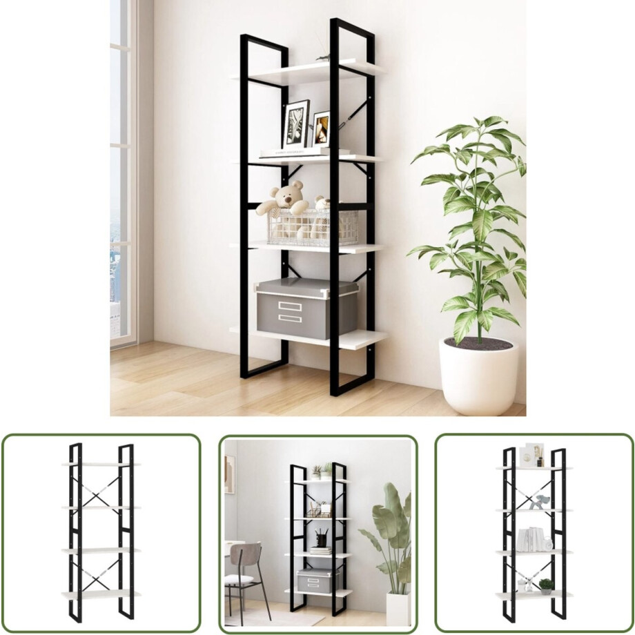 vidaXL Houten Boekenkast - Boekenkast - Boekenkast met 4 schappen 60x30x140 cm massief grenenhout wit - Industrieel Boekenkast - Bibliotheek - Witte Boekenkast vidaXL Houten Boekenkast - Boekenkast - Boekenkast met 4 schappen 60x30x140 cm massief grenenhout wit - Industrieel Boekenkast - Bibliotheek - Witte Boekenkast afbeelding 1