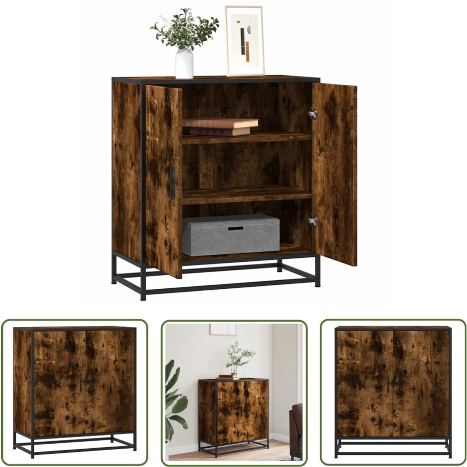 vidaXL Dressoir - Gerookt Eiken - 68x35x76 cm Dressoir - Opbergkast - Keukenmeubel - Industrieel Design - Houten Meubels afbeelding 1