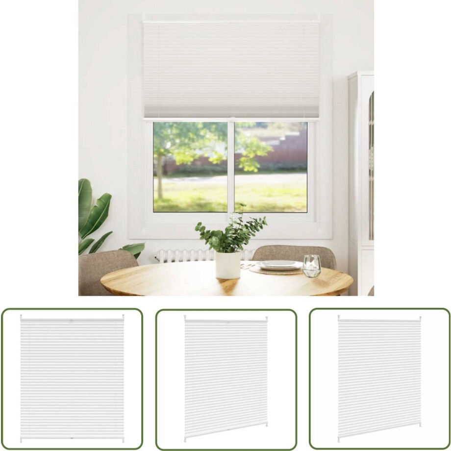 vidaXL Jaloezie - Plisseescherm - Plisséjaloezie 100x100 cm wit - Raamdecoratie - Zonwering - Visuele Bescherming afbeelding 1