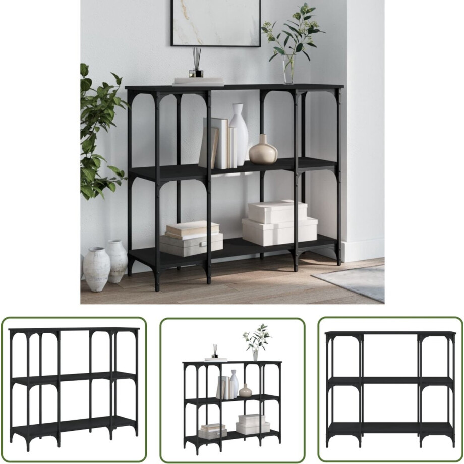 vidaXL Industrieel Design - Wandtafel - Wandtafel 102x35x90 cm bewerkt hout zwart - Zwarte Tafel - Houten Tafel - Bijzettafel vidaXL Industrieel Design - Wandtafel - Wandtafel 102x35x90 cm bewerkt hout zwart - Zwarte Tafel - Houten Tafel - Bijzettafel afbeelding 1