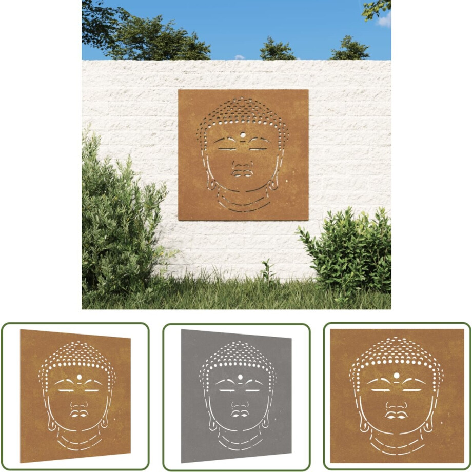 vidaXL Cortenstaal - Wand Decoratie - Wanddecoratie tuin boeddhahoofd-ontwerp 55x55 cm cortenstaal - Boeddha Hoofd - Buitentuin - Tuin Decoratie vidaXL Cortenstaal - Wand Decoratie - Wanddecoratie tuin boeddhahoofd-ontwerp 55x55 cm cortenstaal - Boeddha Hoofd - Buitentuin - Tuin Decoratie afbeelding 1