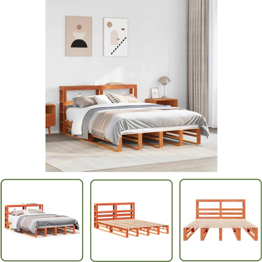 vidaXL Houten Bed - Bedframe - Bedframe zonder matras massief grenenhout wasbruin 140x200 cm - Massief Hout Bed - Grenenhout Bed - Bedbank vidaXL Houten Bed - Bedframe - Bedframe zonder matras massief grenenhout wasbruin 140x200 cm - Massief Hout Bed - Grenenhout Bed - Bedbank afbeelding 1