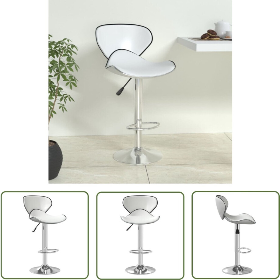 vidaXL Stoel - Barkruk - Barkruk kunstleer wit - Barstoelen - Keukenmeubel - Eetkamerstoel vidaXL Stoel - Barkruk - Barkruk kunstleer wit - Barstoelen - Keukenmeubel - Eetkamerstoel afbeelding 1