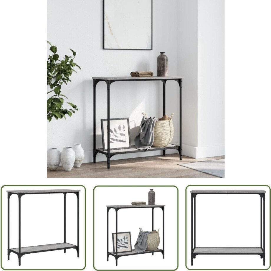 vidaXL Haltafel - Wandtafel - Wandtafel 75x30,5x75 cm bewerkt hout grijs sonoma - Consoletafel - Grijze Tafel - Houten Tafel afbeelding 1