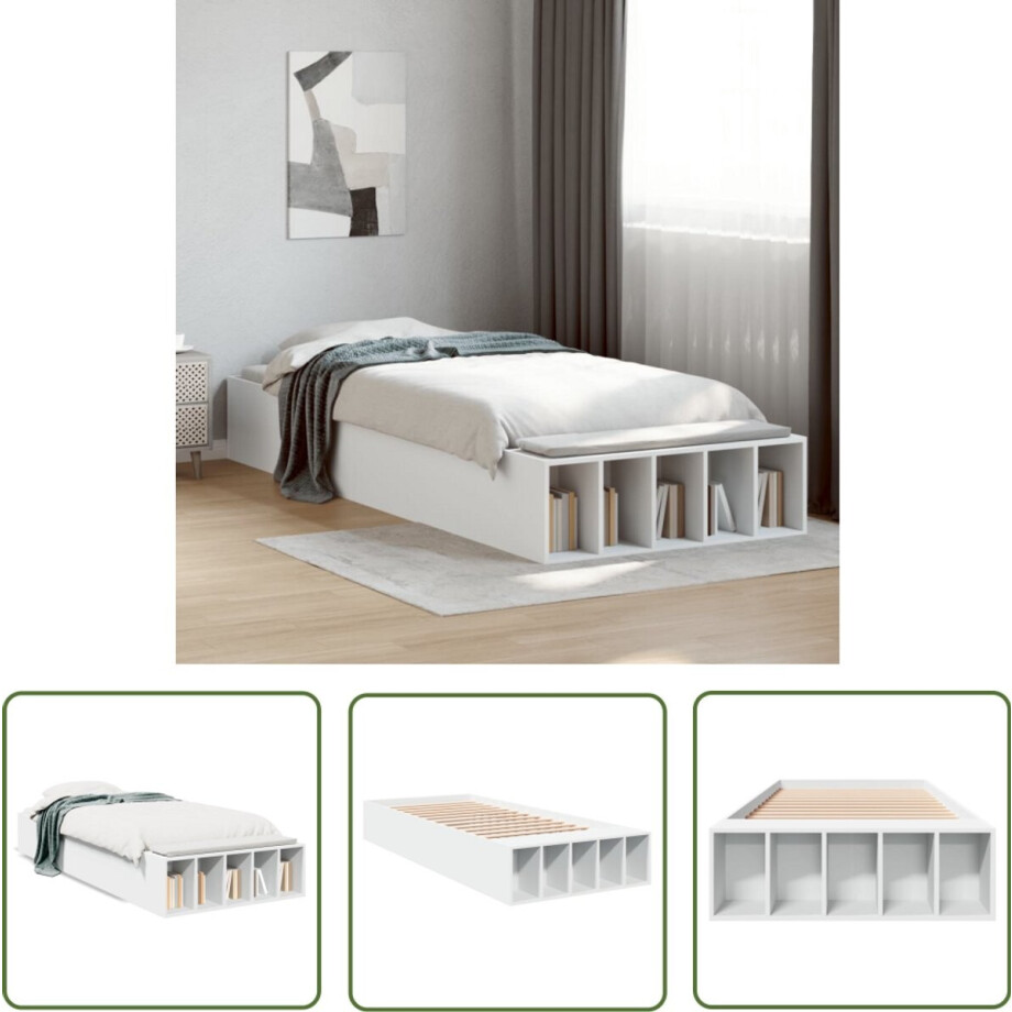 vidaXL Houten Bed Frame - Slaapkamersdecoratie - Bedframe bewerkt hout wit 75x190 cm - Wit Bed Frame - Compact Bed Frame - Stapelbaar Bed Frame vidaXL Houten Bed Frame - Slaapkamersdecoratie - Bedframe bewerkt hout wit 75x190 cm - Wit Bed Frame - Compact Bed Frame - Stapelbaar Bed Frame afbeelding 1