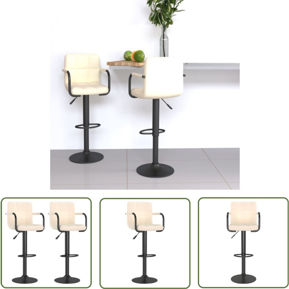 vidaXL Barkrukken - Set van 2 - Crèmekleurig - Stof Barstoel - Barkruk - Eetkamerstoel - Stoffen Barkruk - Industriële Barkruk vidaXL Barkrukken - Set van 2 - Crèmekleurig - Stof Barstoel - Barkruk - Eetkamerstoel - Stoffen Barkruk - Industriële Barkruk afbeelding 1