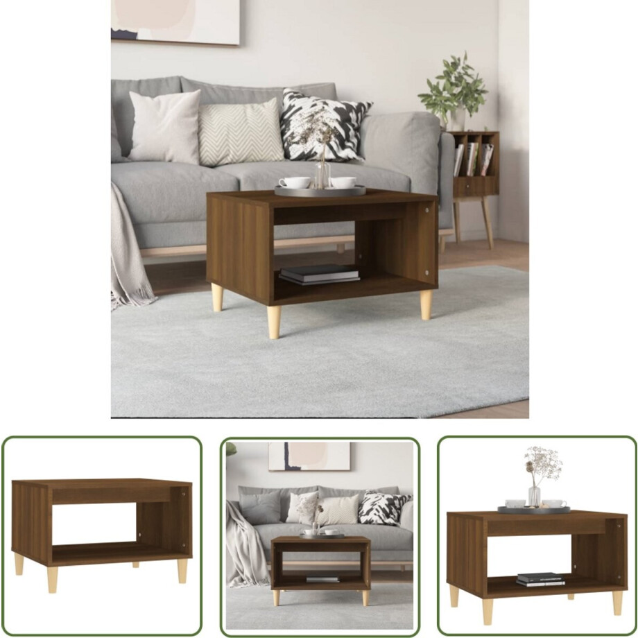 vidaXL Salontafel - 60x50x40 cm - Bruin Eikenkleur Salontafel - Vintage Tafel - Houten Salontafel - Bruine Eiken Tafel - Bijzettafel afbeelding 1