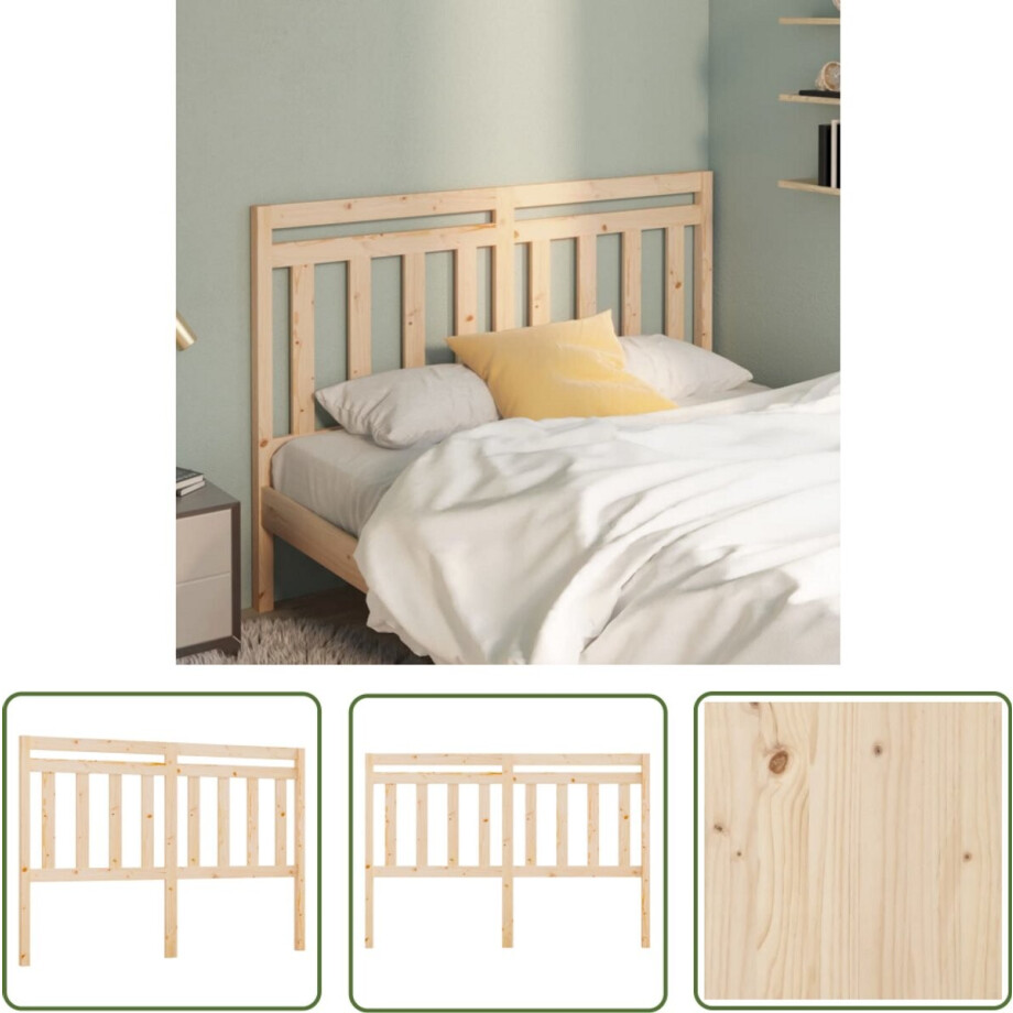 vidaXL Hoofdbord - Grenenhout - 146x4x100 cm Houten Hoofdbord - Hoofdeinde - Grenenhout - Klassieke Stijl - Bruine Hoofdbord afbeelding 1