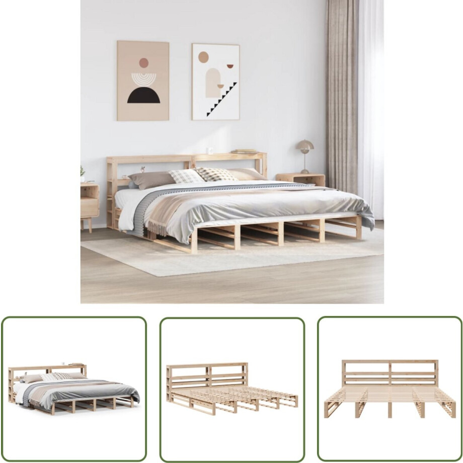 vidaXL Houten Bed - Bedframe - Bedframe zonder matras massief grenenhout 180x200 cm - Grenen Hout - Kingsize Bed - Slaapcomfort afbeelding 1