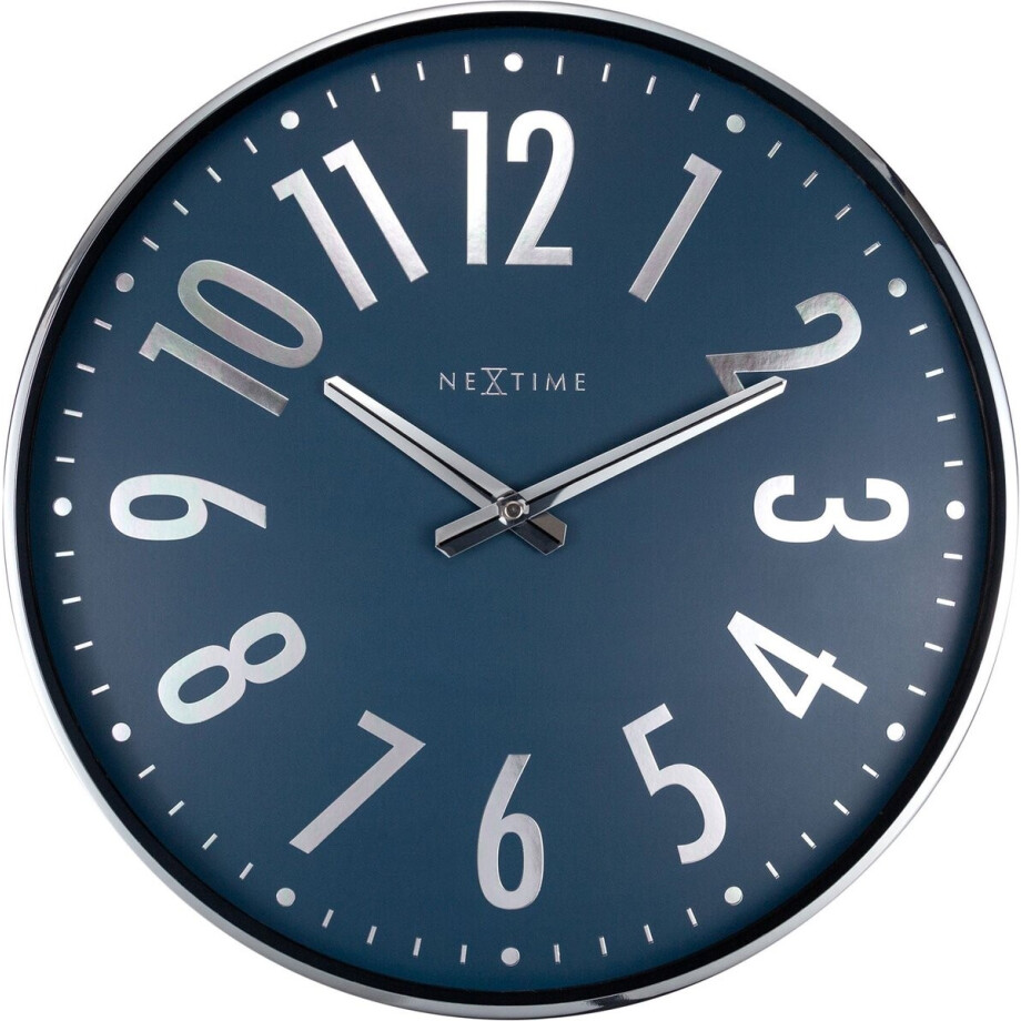 Design wandklok - 40cm - Stille klok - Blauw met zilver - NeXtime Alchemy afbeelding 1