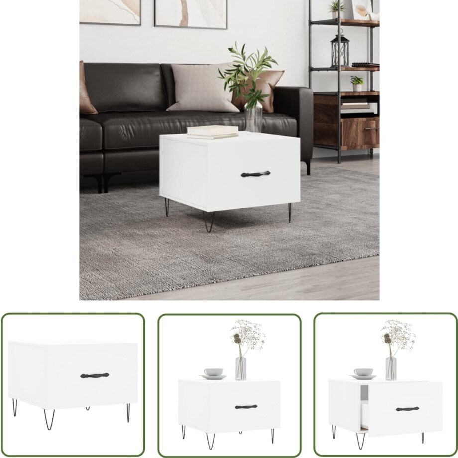 vidaXL Bijzettafel - Salontafel - Salontafel 50x50x40 cm bewerkt hout wit - Houten Salontafel - Witte Salontafel - Moderne Salontafel vidaXL Bijzettafel - Salontafel - Salontafel 50x50x40 cm bewerkt hout wit - Houten Salontafel - Witte Salontafel - Moderne Salontafel afbeelding 1