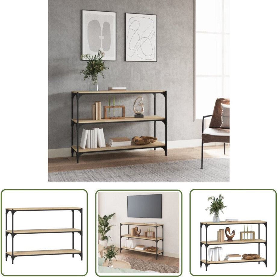 The Living Store Boekenkast 100x33x70,5 cm bewerkt hout en staal sonoma eiken - Boekenkast - Houten Boekenkast - Industrieel Boekenkast - Sonoma Eiken Boekenkast - Boekenplank The Living Store Boekenkast 100x33x70,5 cm bewerkt hout en staal sonoma eiken - Boekenkast - Houten Boekenkast - Industrieel Boekenkast - Sonoma Eiken Boekenkast - Boekenplank afbeelding 1