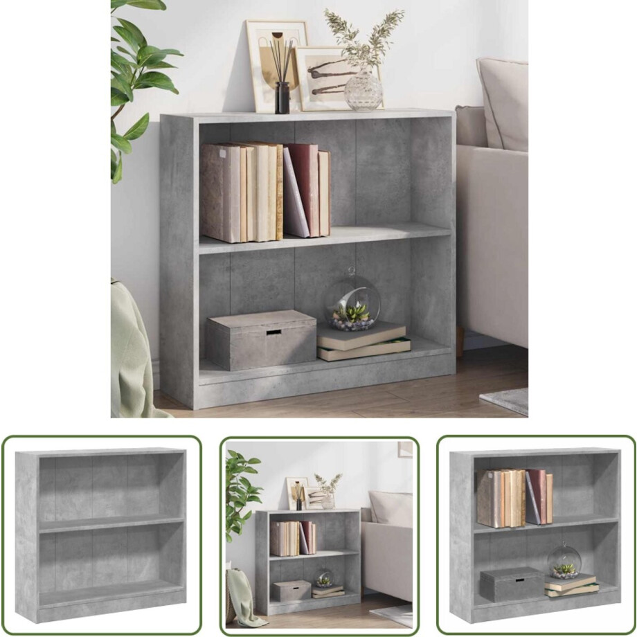vidaXL Houten Kasten - Boekenkasten - Boekenkast 80x24x75 cm bewerkt hout betongrijs - Betonnen Grijze Meubels - Opslagkasten - Living Room Furniture vidaXL Houten Kasten - Boekenkasten - Boekenkast 80x24x75 cm bewerkt hout betongrijs - Betonnen Grijze Meubels - Opslagkasten - Living Room Furniture afbeelding 1