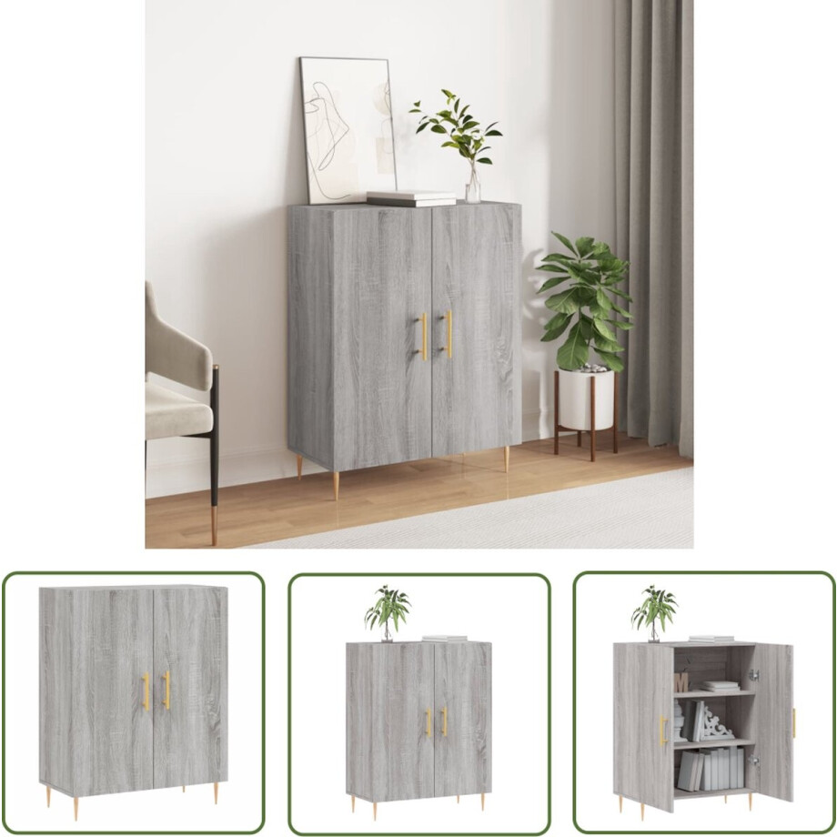 vidaXL Grijze Dressoirs - Dressoir - Dressoir 69,5x34x90 cm bewerkt hout grijs sonoma eikenkleurig - Houten Dressoir - Salontafel - Tv Tafel vidaXL Grijze Dressoirs - Dressoir - Dressoir 69,5x34x90 cm bewerkt hout grijs sonoma eikenkleurig - Houten Dressoir - Salontafel - Tv Tafel afbeelding 1