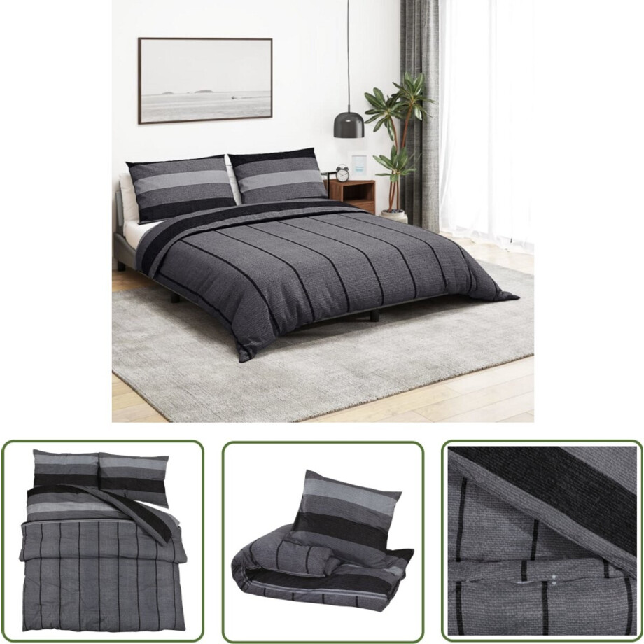 vidaXL Katoenen Dekbedovertrek - Dekbedovertrek - Dekbedovertrekset 140x200 cm katoen donkergrijs - Grijs Dekbedovertrek - Slaapcomfort - Bedroom Decoratie vidaXL Katoenen Dekbedovertrek - Dekbedovertrek - Dekbedovertrekset 140x200 cm katoen donkergrijs - Grijs Dekbedovertrek - Slaapcomfort - Bedroom Decoratie afbeelding 1