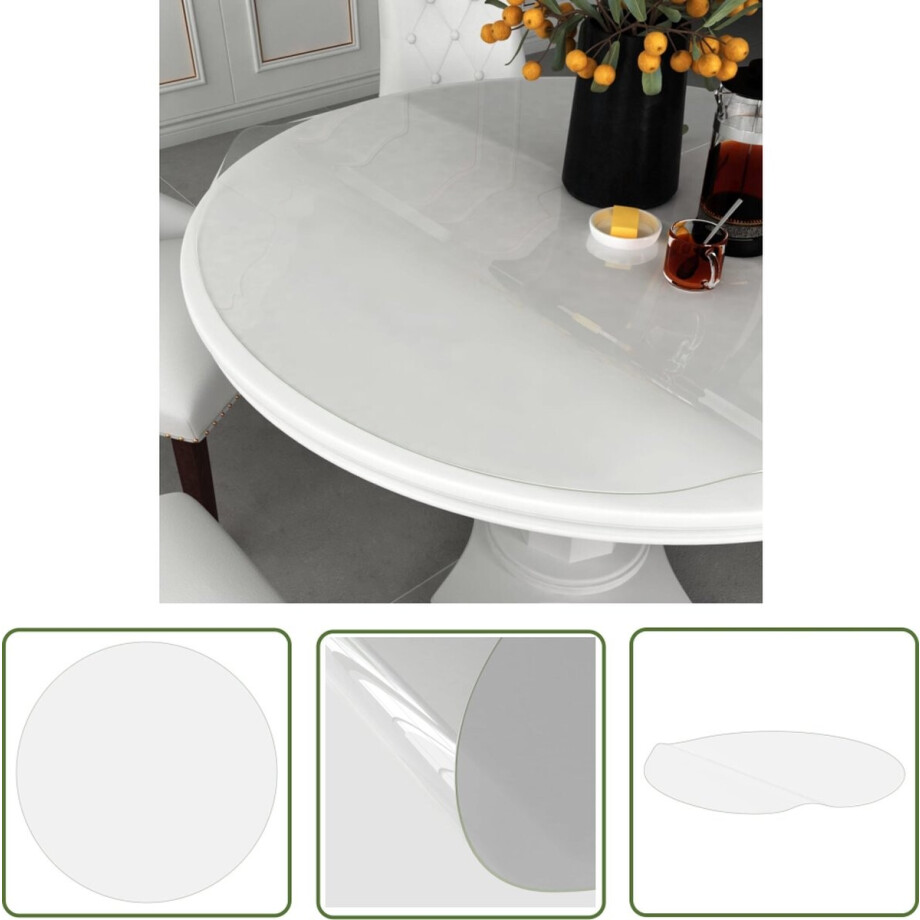 vidaXL Tafelmatten - Tafeltje Beschermeren - Tafelbeschermer Ø80 cm 2 mm PVC transparant - Pvc Tafelhoes - Tafelprotector - Krasvrij afbeelding 1