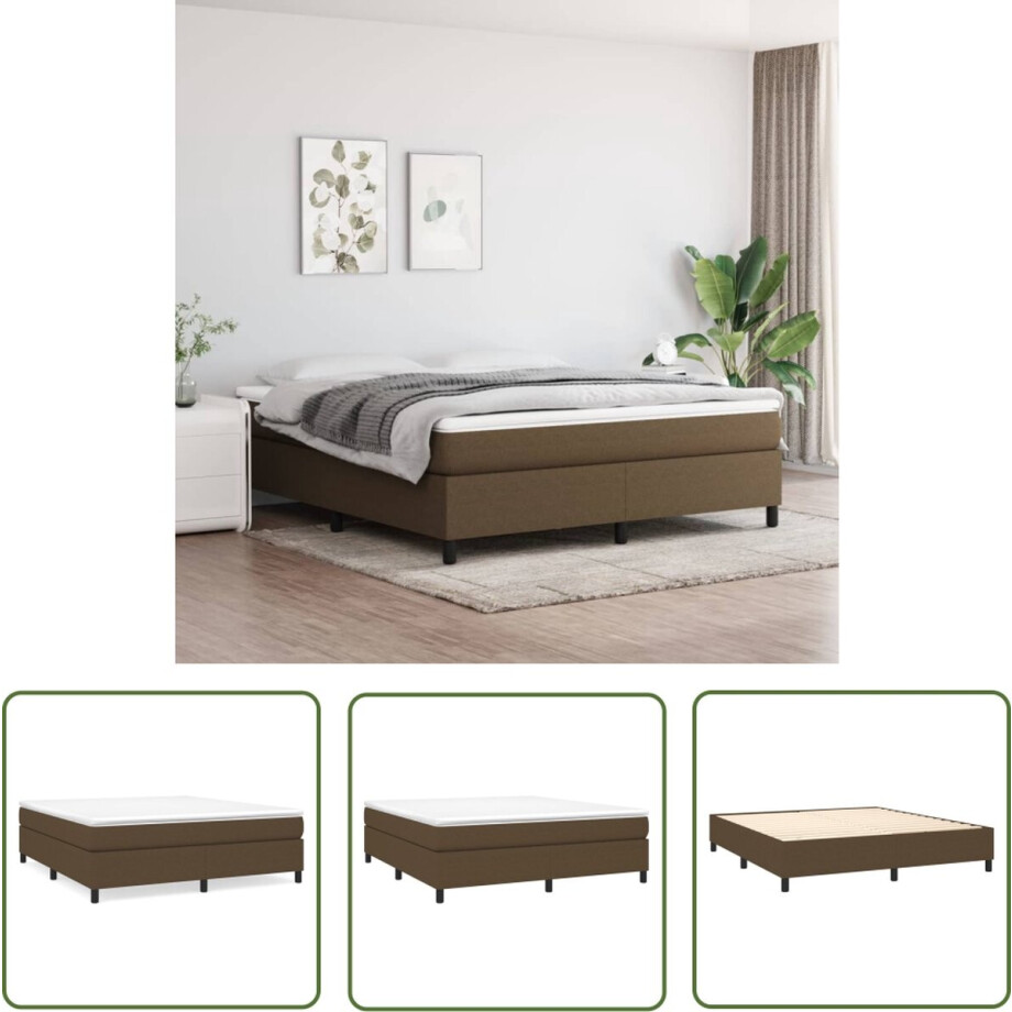 vidaXL Bed Frame - Boxspring Frame - Bedframe zonder matras stof donkerbruin 180x200 cm - Donkere Bruine Bed - Houten Bed - Stoffen Bed vidaXL Bed Frame - Boxspring Frame - Bedframe zonder matras stof donkerbruin 180x200 cm - Donkere Bruine Bed - Houten Bed - Stoffen Bed afbeelding 1