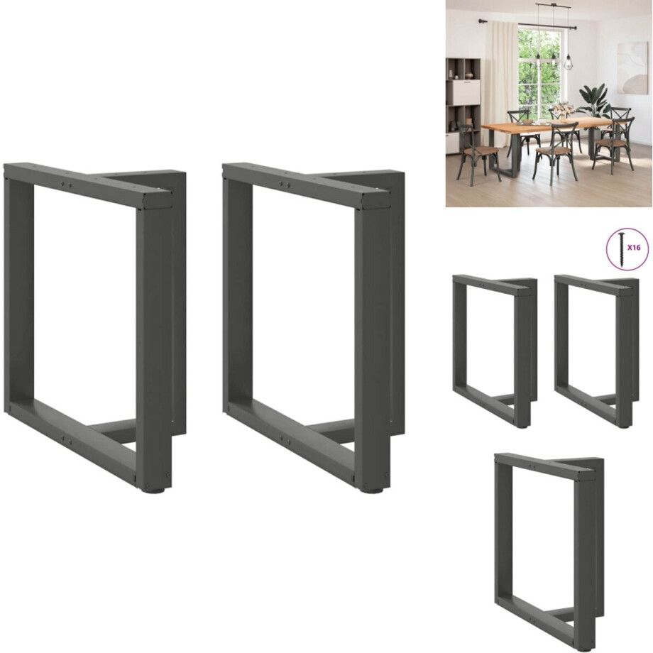 vidaXL Eettafelpoot - Eettafelpoten - Tafelpoot - Meubeltafelpoot - Eettafelpoten 2 st T-vormig 80x35x(72-73) cm staal antraciet afbeelding 1