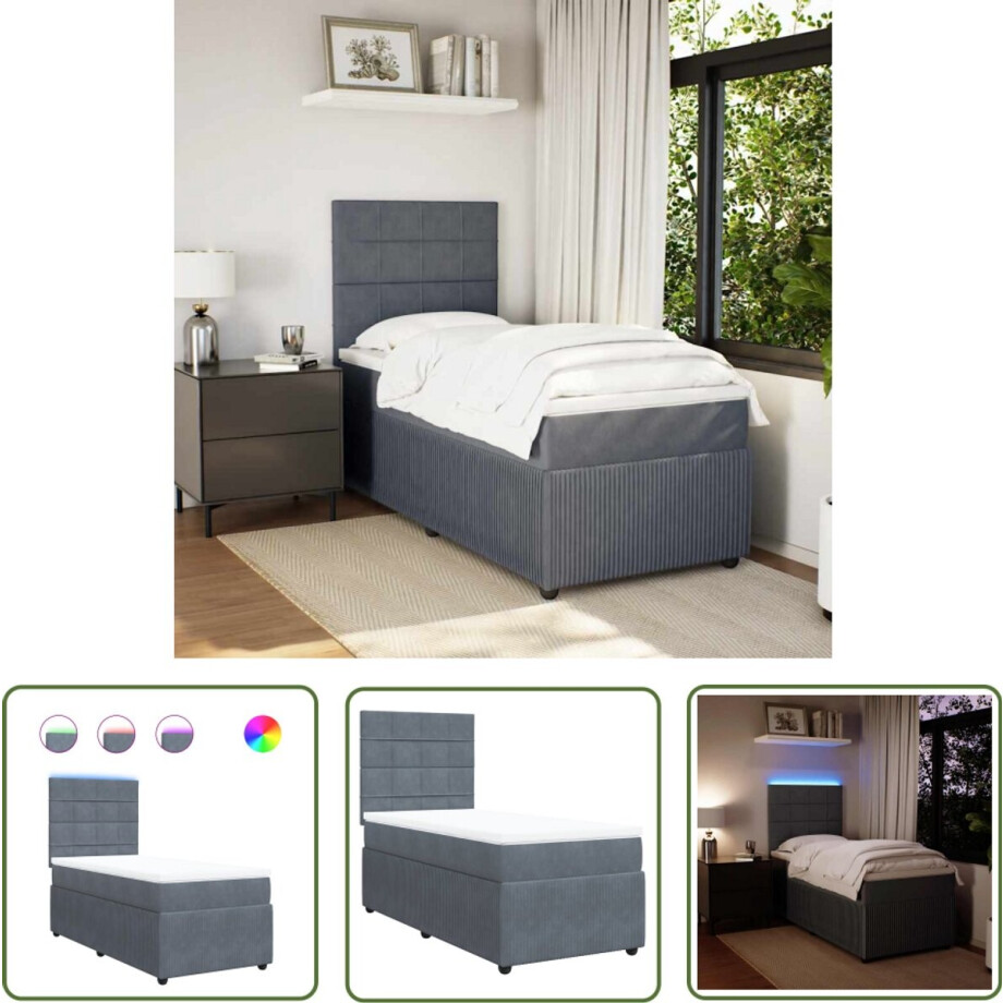 vidaXL Klikmechanisme - Dynamische Sleutel - Boxspring met matras fluweel donkergrijs 90x190 cm - Draaibare Kop - Inch-newton Meetwaarde - Gereedschapset vidaXL Klikmechanisme - Dynamische Sleutel - Boxspring met matras fluweel donkergrijs 90x190 cm - Draaibare Kop - Inch-newton Meetwaarde - Gereedschapset afbeelding 1
