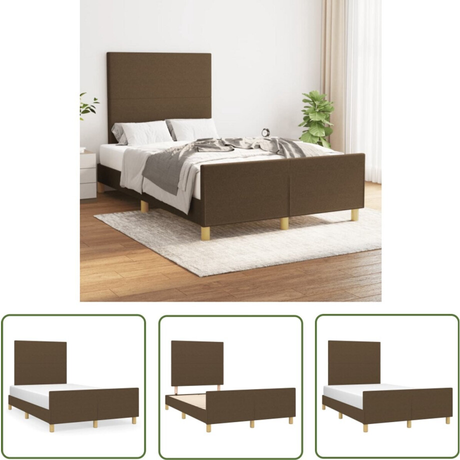 vidaXL Houten Bed - Bed Frame - Bedframe zonder matras 120x190 cm stof donkerbruin - Tweepersoonsbed - Bruine Bed - Stoffen Bed vidaXL Houten Bed - Bed Frame - Bedframe zonder matras 120x190 cm stof donkerbruin - Tweepersoonsbed - Bruine Bed - Stoffen Bed afbeelding 1