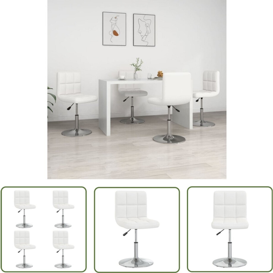 vidaXL Set Van 4 - Eettafelstoel - Eetkamerstoelen 4 st kunstleer wit - Witte Eetkamerstoel - Moderne Eetkamerstoel - Kunstleder Eetkamerstoel vidaXL Set Van 4 - Eettafelstoel - Eetkamerstoelen 4 st kunstleer wit - Witte Eetkamerstoel - Moderne Eetkamerstoel - Kunstleder Eetkamerstoel afbeelding 1