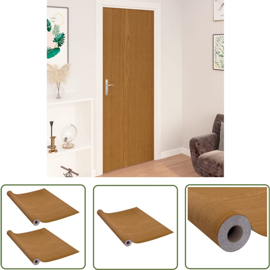 vidaXL Pvc Folie - Deurfolie - Deurfolies zelfklevend 2 st 210x90 cm PVC lichteikenkleurig - Lichteiken Kleur - Houten Look - Deurdecoratie vidaXL Pvc Folie - Deurfolie - Deurfolies zelfklevend 2 st 210x90 cm PVC lichteikenkleurig - Lichteiken Kleur - Houten Look - Deurdecoratie afbeelding 1